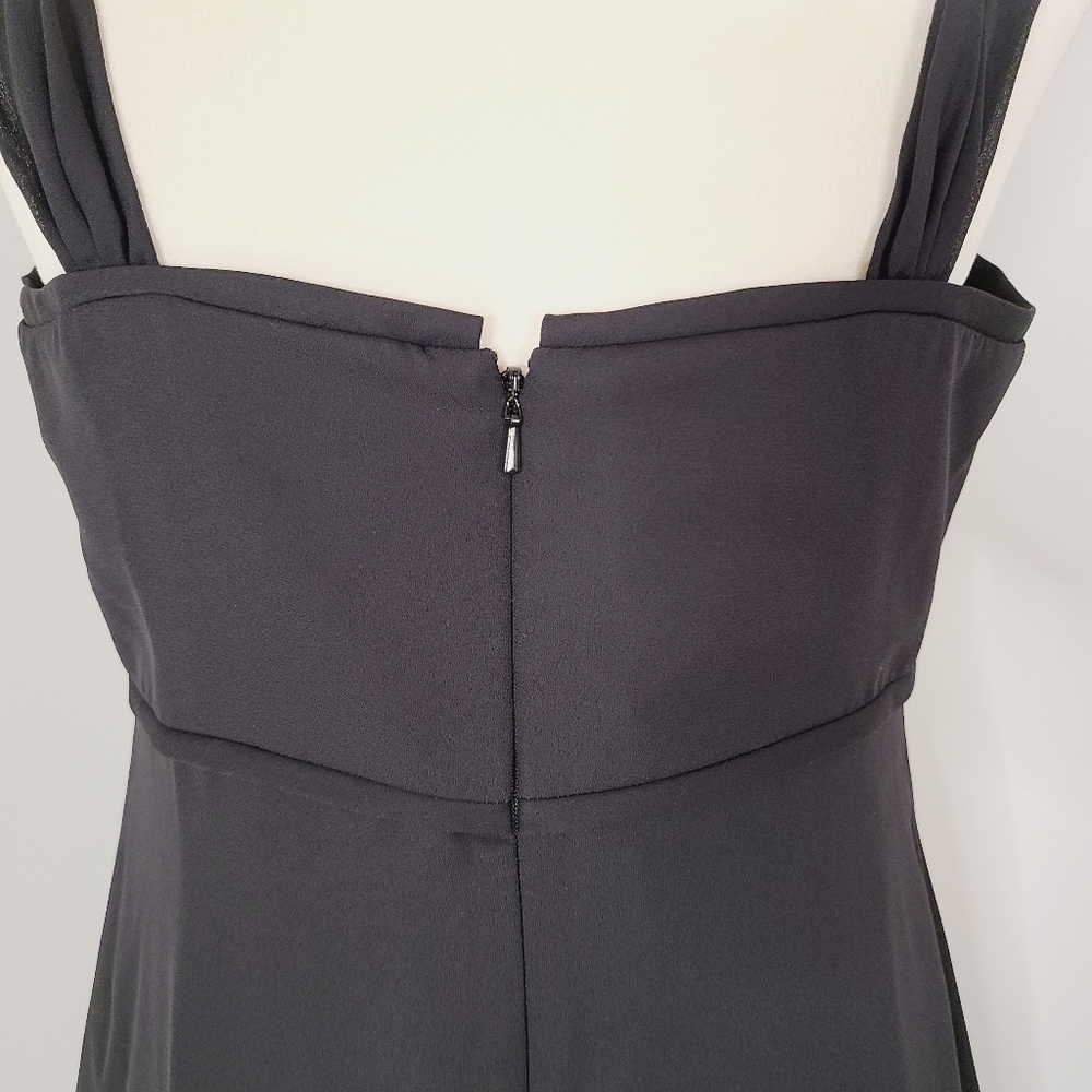 David's Bridal Black Full Length Bridesmaid Gown Size 10 - Picture 7 of 10
